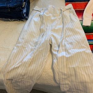 Never worn, stripped pants that tie in front